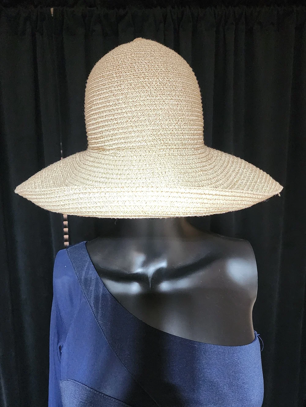 BETMAR New York Wide Brim Sun Hat Natural Straw Blend Floppy Hat Beige